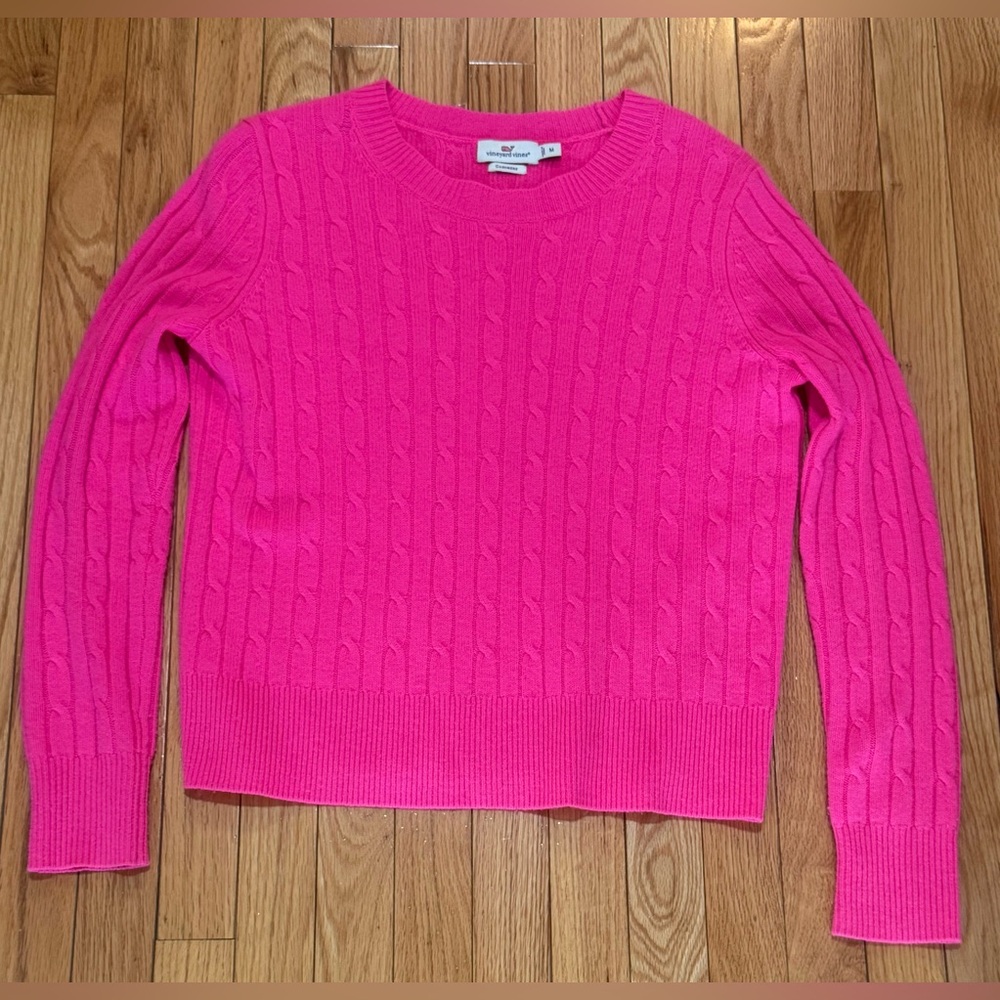 100% Cashmere Vineyard Vines Cable Knit Sweater - M